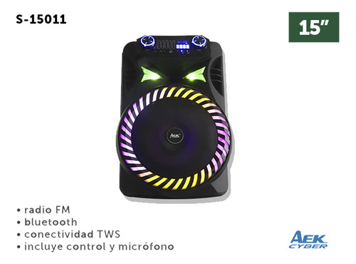 Bocina Bluetooth 15 Radio Fm Control Y Microfono Luz Led Rgb