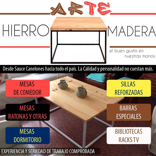 Mesa De Comedor Hierro Y Madera Pino Maritimo Unicos