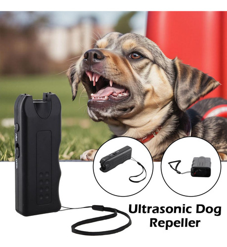 Repelente De Perros Ultrasónico Luminoso Portátil Negro Para