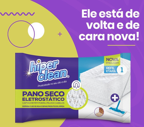 Refil Mop Lenço Eletrostático Hiperclean Pct.16 Unid 28x21cm