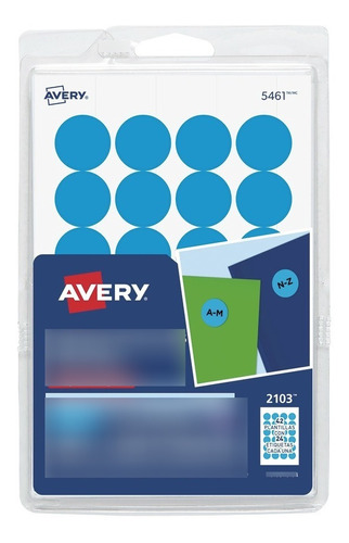 1008 Etiquetas Removible Redonda Avery Azul Claro Circular 