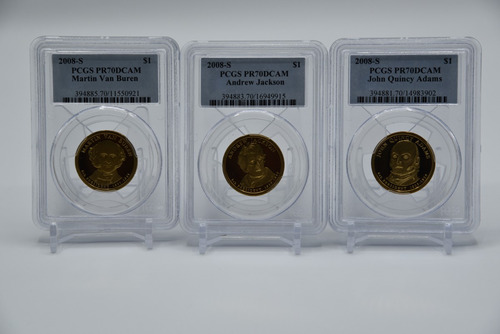 Set De Monedas 3 Dólares Presidentes Certificados