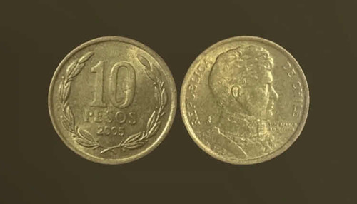 Moneda 10 Pesos Chile Año 2005