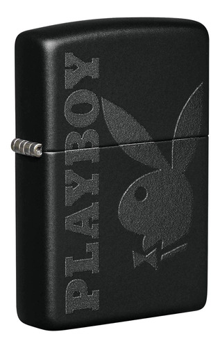 Encendedor Zippo Negro Mate Logo Playboy Gris