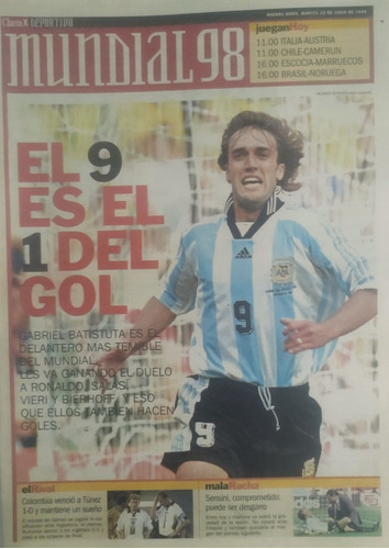 Suple Clarín Mundial 98 Colombia 1 Tunez 0, Batistuta