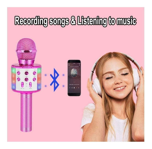 Micrófono Inalámbrico Para Karaoke Con Luces Led Para Niños