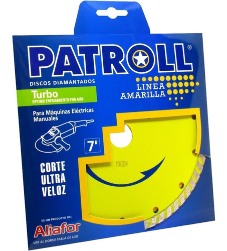 Disco De Corte Diamantado Turbo Patroll 180 Mm - 7 Pulgadas 