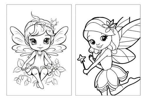 100 Desenhos Para Pintar E Colorir Fadas - Folha A4 ! 2 Por Folha! - #0385