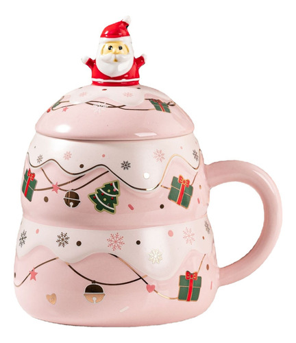 Taza De Navidad De Papá Noel Con Cuchara Y Tapa, 15 Oz Mug Y