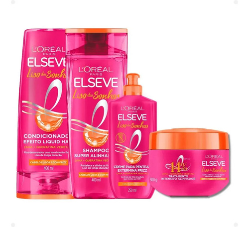 Kit Elseve Liso Dos Sonhos 4 Itens Versão 400ml