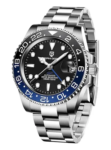 Pagani Design Gmt Lujoso Reloj Masculino De Acero Inoxidable
