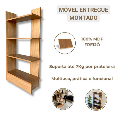 Estante Multiuso Sapateira Com Prateleiras Organizadora pequena porta livros quarto cozinha brinquedos plantas nicho