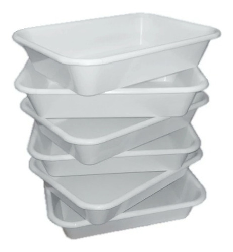 Batea Plástica Carnicera Blanca 38x28x8cm Pack X 6 Unidades