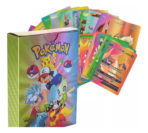 Box Com 55 Cartas De Pokemon Edicao Especial Colorida Cartas Coloridas Vmax Ingles Rainbown