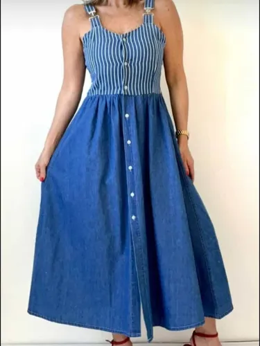 Vestido Solera Con Jeans. Otros Estilos Largos MercadoLibre