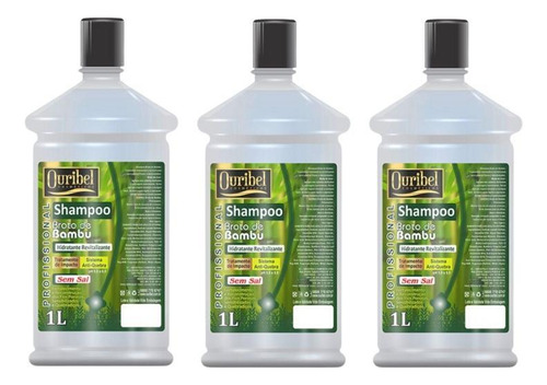 Shampoo Ouribel 1000ml Broto De Bambu - Kit C/3un
