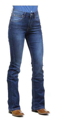 Calça Jeans Feminina Azul Boot Cut Com Elastano Original Wra
