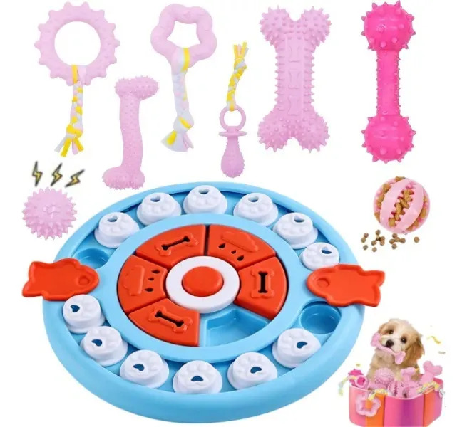Kit 9 Brinquedos Mordedor Interativos Cachorro Puzzle Toy