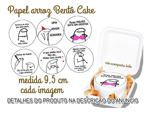 Imagem 1 de 2 de Papel De Arroz Mini Bolo Bento Cake Comestível Frases Flork