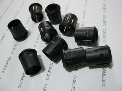 5x Suporte Preto Para Led 10mm Fácil Instalar Encaixe Trava