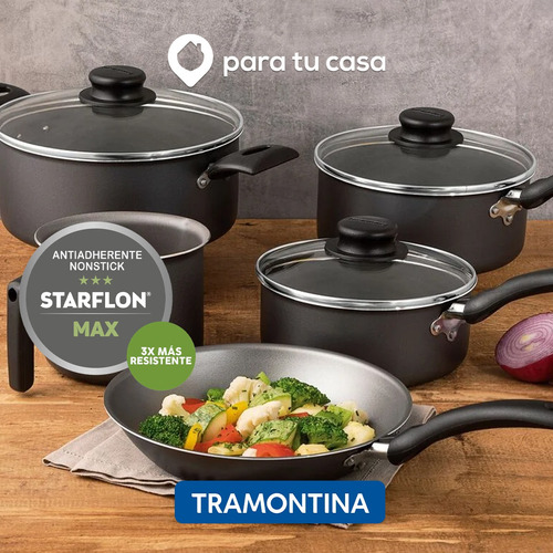 Imagen 9 de 10 de Ollas Tramontina Bateria De Cocina Set 7 Piezas Turim Teflon