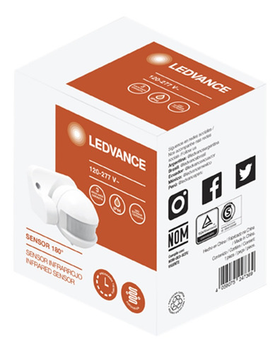 Sensor Detector Movimiento Exterior Ledvance 180º Ip44 220v