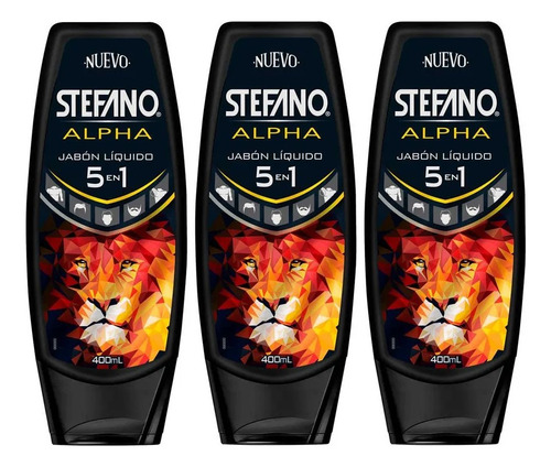 3 Jabón Líquido Corporal Stefano 5 En 1 Alpha 400ml