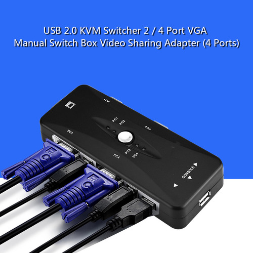 Conmutador Kvm 4 Puertos Multiplexor Usb Vga 4 Puertos
