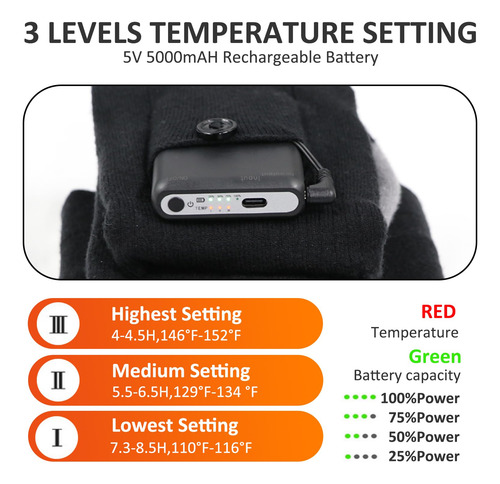Calcetines Térmicos Eléctricos 7.4v 5000mah Para Invierno Negro Diseño De La Tela Talle