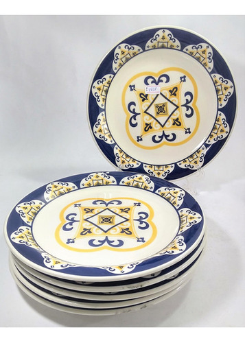 Conjunto Antigo 6 Pratos Rasos Porcelana Oxford 1431 Rrdeco