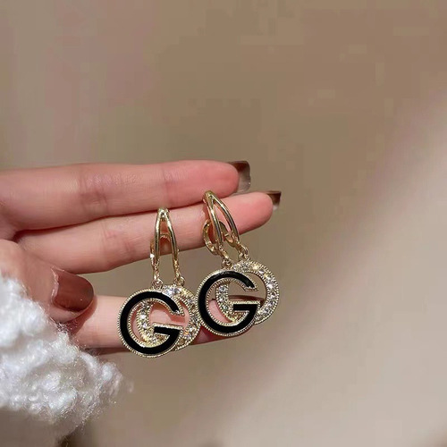 Aretes Pendientes Colgantes De Letra G Con Piedras Preciosas