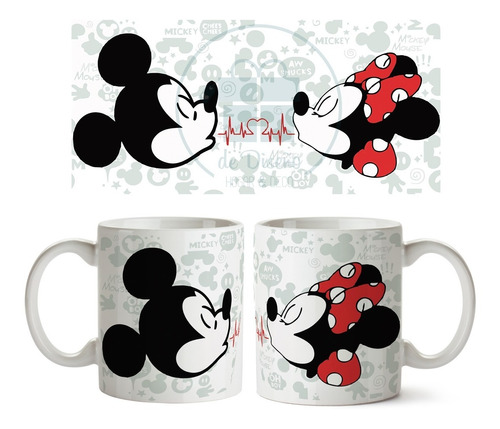 Taza Dia De Los Enamorados Beso Mickey Minnie Regalo Amor