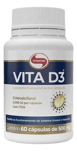 Vitamina D3 Com 2.000ui Vitafor Com 60 Cápsulas = 60 Doses