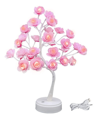 Lámpara De Árbol De Rosas, 30 Led, Junto A La Luz Noc...