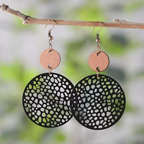 Pendientes Geométricos Redondos De Madera Azusa Sun Pendient