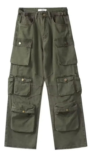 Pantalones Casuales Rectos Retro De Algodón De Color Liso Pa