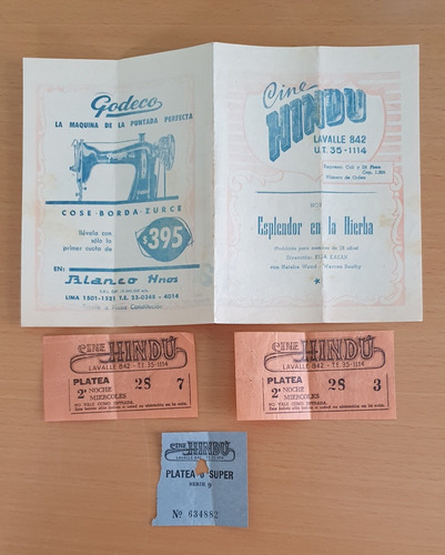 Programa Cine Hindú Con Dos Entradas Antiguo Original 1962