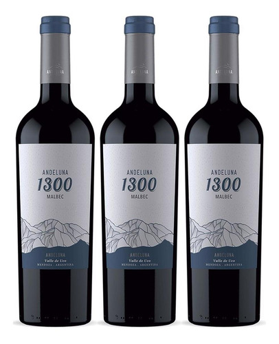 Vino Andeluna 1300 Malbec Tinto 750 Ml X3 Fullescabio Oferta