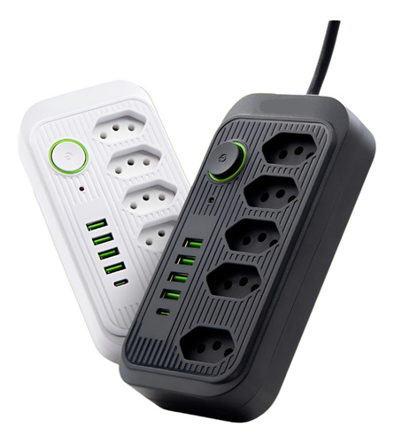 Extensão Prime Cabo 5 Tomadas 4 Usb + Tipo C