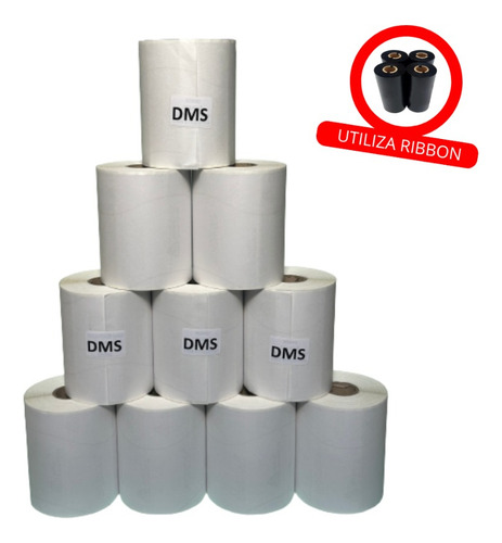 Kit 10 Rolos Etiquetas Adesiva 100x35mm Zebra Argox Elgin Cor Branco