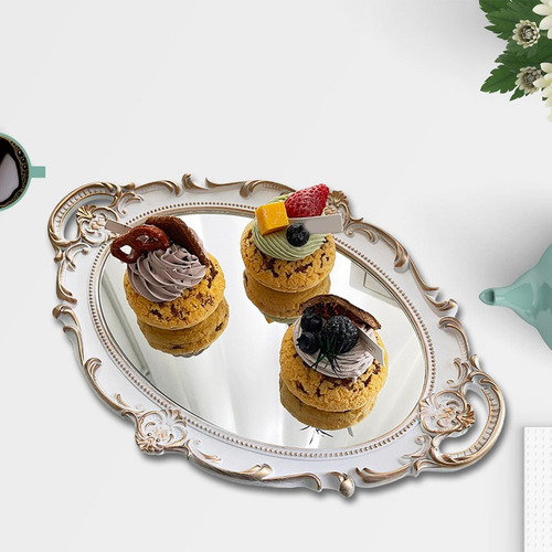 X Bandeja Decorativa Con Espejo, Organizador De 39cmx24cm