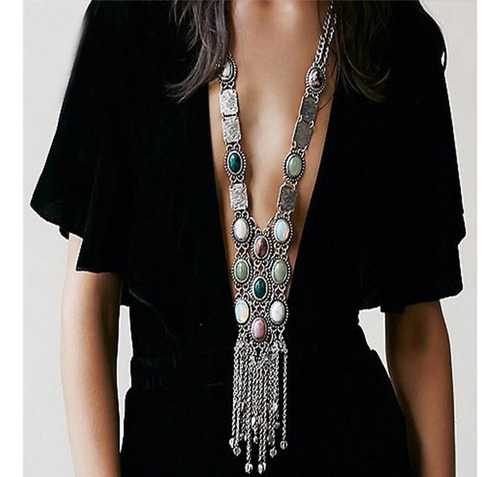 V Collar Colgante Bohemio/cadena De Oro