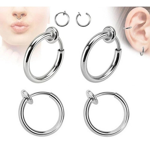 Imagen 4 de 7 de Aros Piercing Clip Falso 2 Unidades Colores Fashion 2018