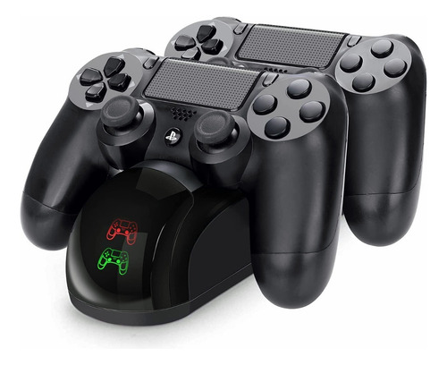 Carregadores de controlador USB duplos para controladores PS4 - pretos