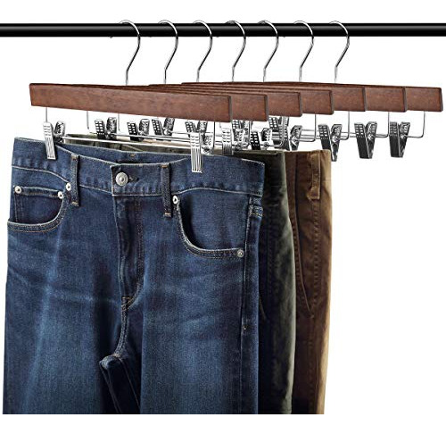 Amkufo 20 Perchas De Madera Para Pantalones Perchas Sólidas