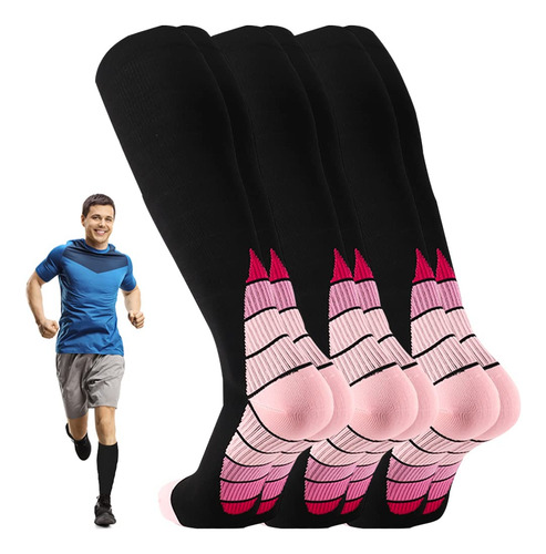 3 Pares Medias De Compresión Hombre Y Mujer, Calcetines De