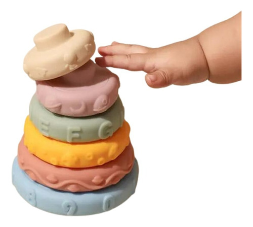 Brinquedo Educativo Montessori Silicone Encaixar Bebê 0 1 2