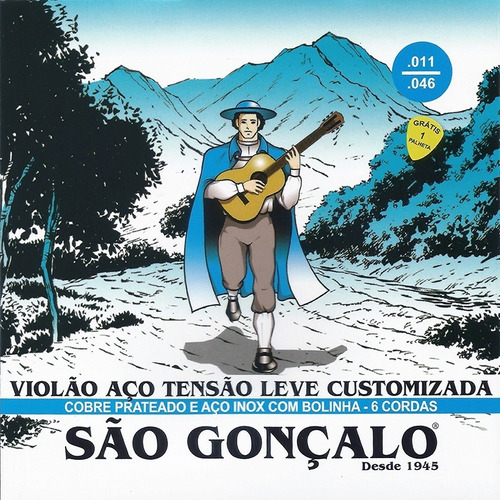 Kit 12 Encordoamento São Gonçalo Violão Aço 011 Bolinha 125