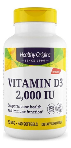 Vitamina D3 2000 Ui Importada Healthy Origins 240 Softgel