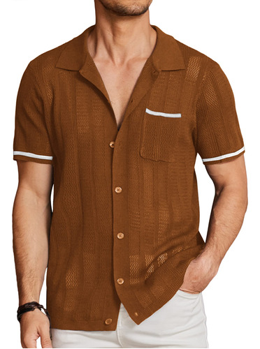 Coofandy Camisas De Punto De Manga Corta Para Hombre, Estilo